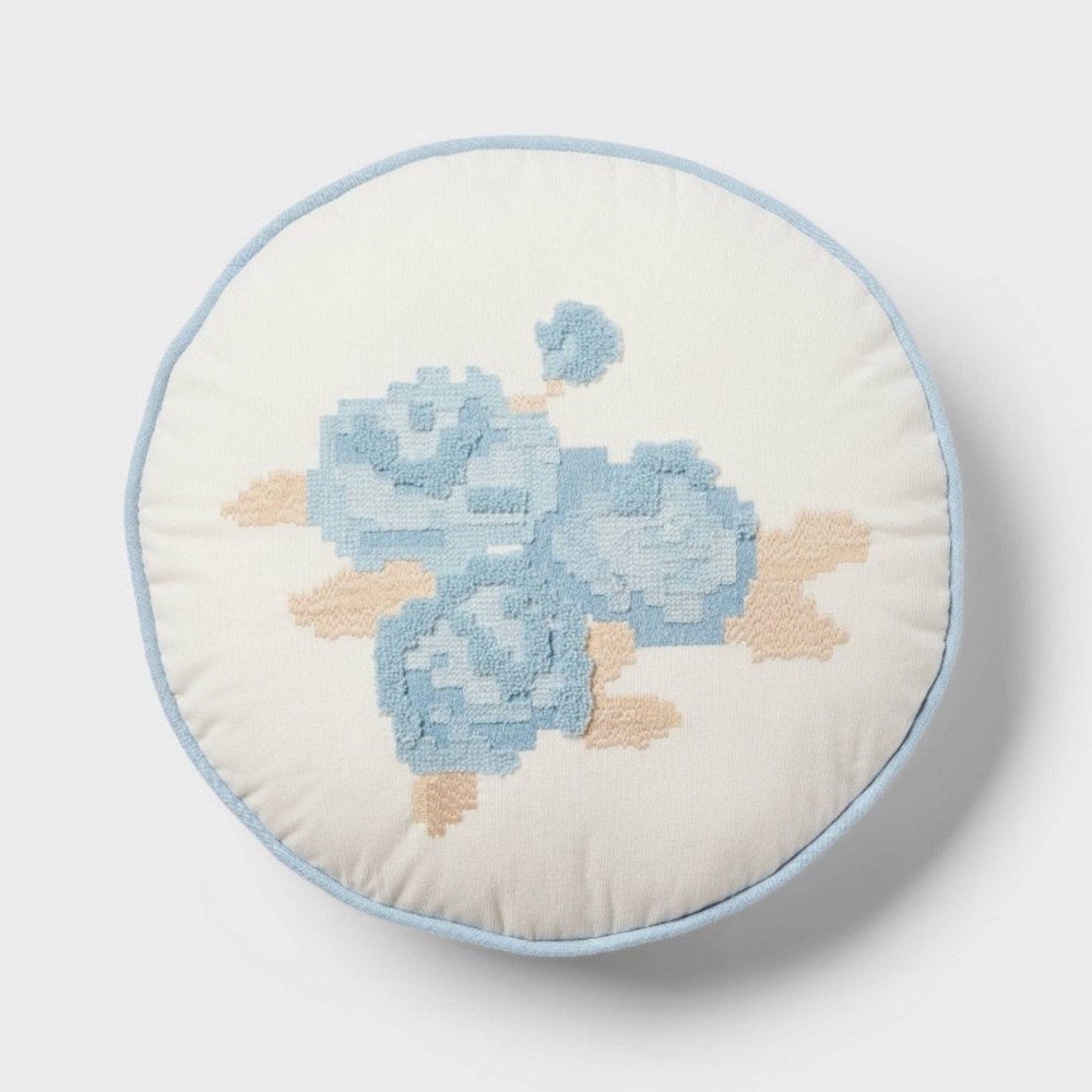 Light Blue Flower Decorative Pillow - Picture 2 of 3